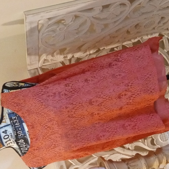 AGB SZ XL Women's Lace Design Pleated Tank Style Blouse - Picture 7 of 14